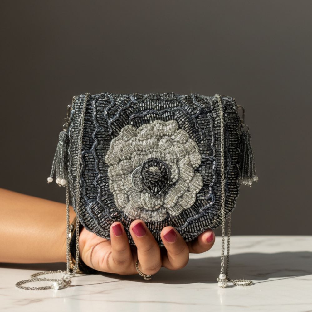 Mini Roseate Bag – Handcrafted Cutdana Mini Bag