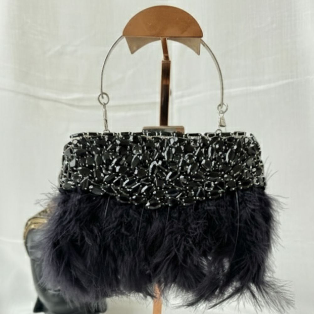 Feather Crystal Clutch Bag