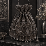 Embroidered Velvet Crystal & Cutdana Potli Bag